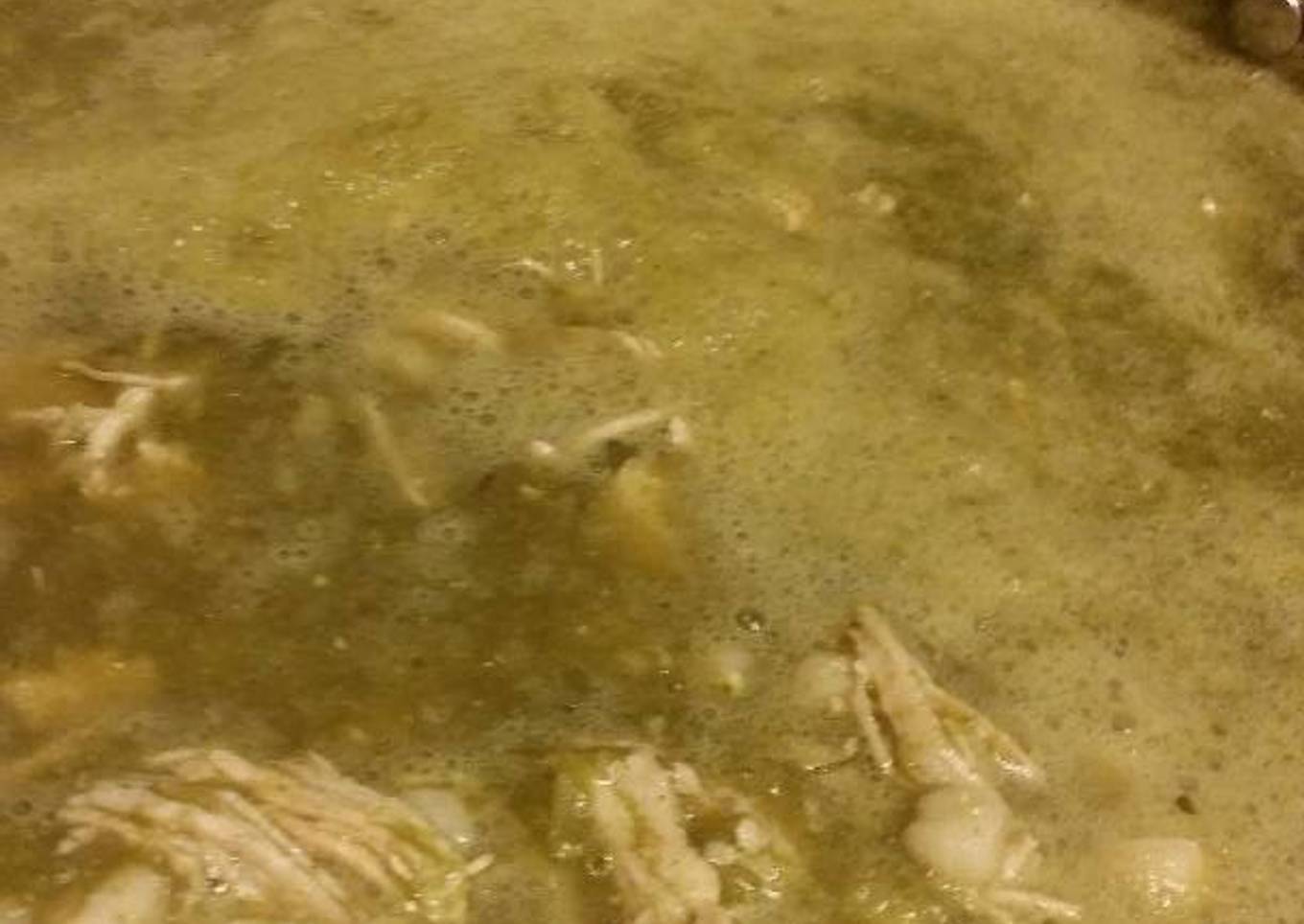Pozole de espinacas con pollo