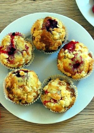 Zdjęcie przepisu Muffiny z truskawkami.
