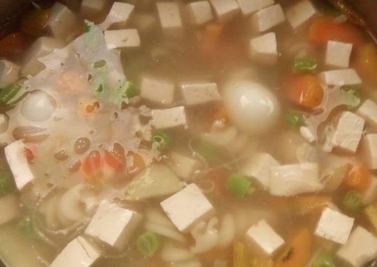Sup tahu tanpa minyak goreng &amp; daun sup