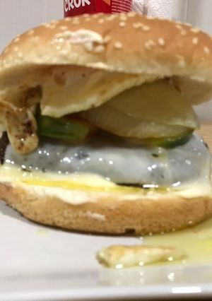Una foto de Hamburguesa de buey y vaca