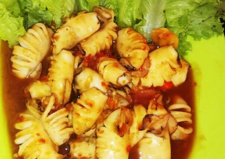 Cumi madu pedas asam manis