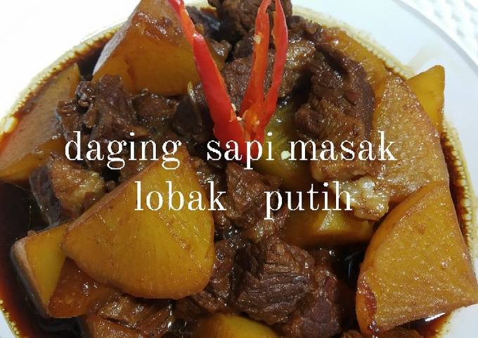 Daging sapi masak lobak putih