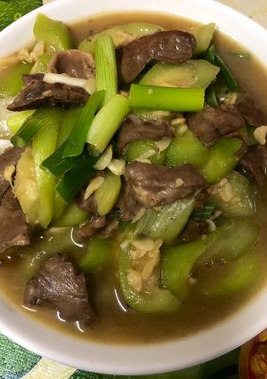 Hình của món Mướp xào tim heo.