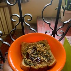 A picture of Raw banana sweet potato toast chat!.