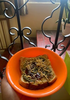 A picture of Raw banana sweet potato toast chat!.