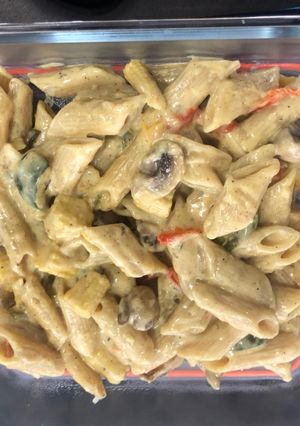 A picture of Creamy vegetable pasta.