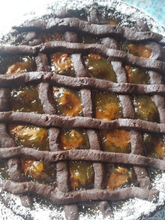 Una foto de Pastafrola de chocolate con dulce de batata y dulce de leche