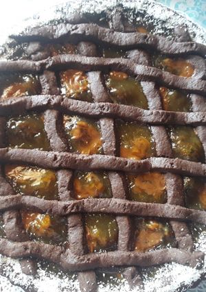 Una foto de Pastafrola de chocolate con dulce de batata y dulce de leche