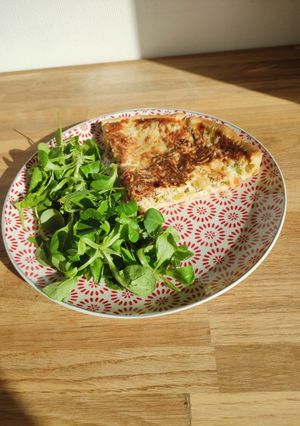 Une photo de Quiche poireau, lardons, champignons
