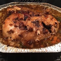 A picture of California Farm Roasted Leg of Lamb with Watermelon.