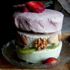 A picture of Three layered Ice cream.