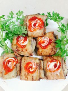 Hình của món Cà tím bọc thịt chiên giòn.
