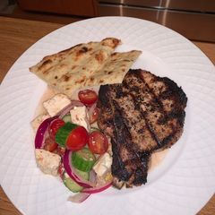 A picture of Greek pork chops.