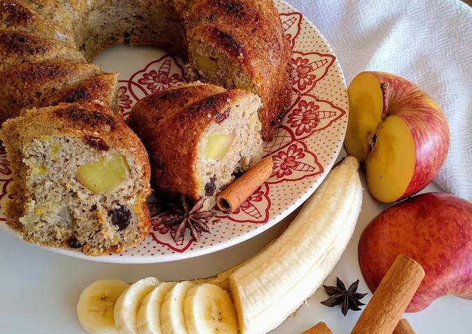 BOLO DE BANANA COM MAÇÃ E AVEIA, BOLO FIT