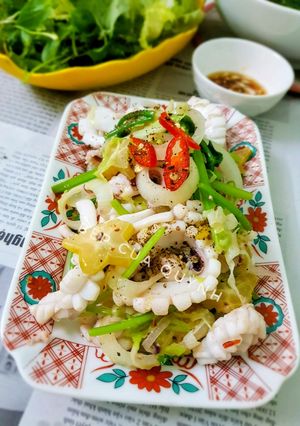 Hình của món Mực xào khế.