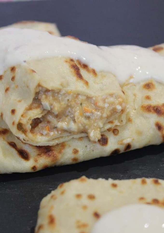 Una foto de Crepes relleno de frutos del mar