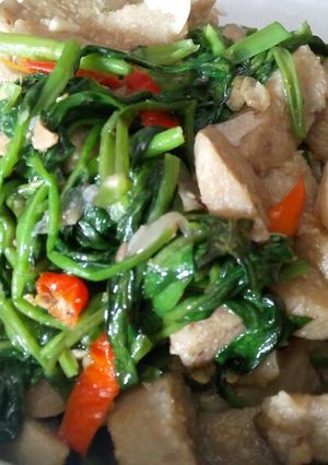 Foto resep Tempe Gembos Cah Kangkung Pedas Meleleh