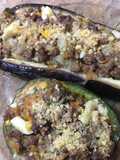 Berenjenas y zapallitos rellenos, carne picada, verdeo y verduras