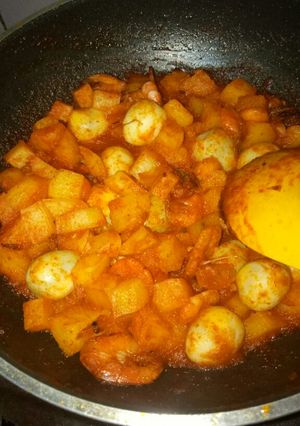 Foto resep Udang kentang telur puyuh balado pedas mantap