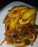 Plantain with spring onion stew