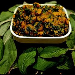 A picture of Besan Green Amaranth Leaves Sabzi.