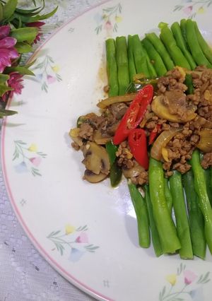 Foto resep Buncis Siram Daging Jamur