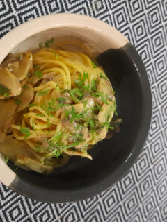 Una foto de Spaghetti con setas