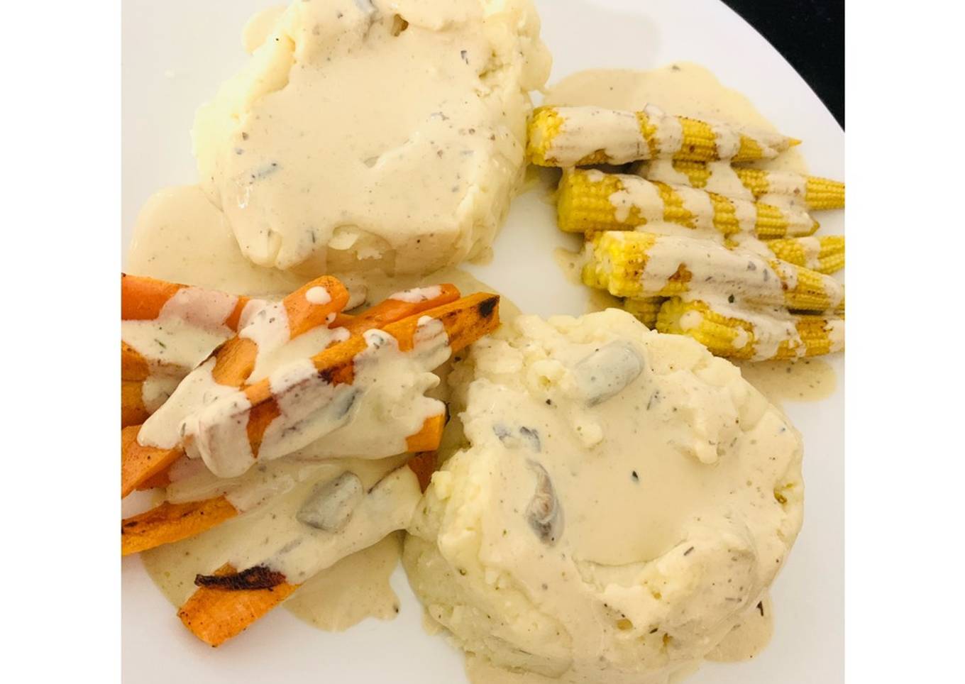 3 Colour veg Platter with Creamy mashed potatoes