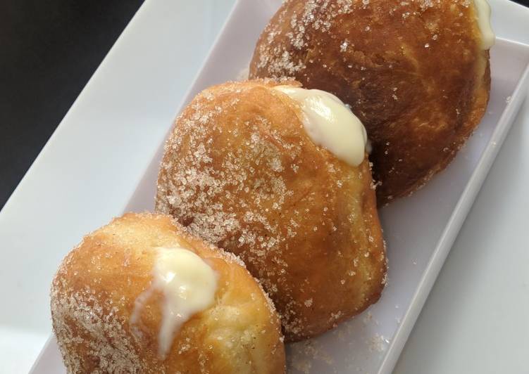 Vanilla cream filled doughnuts