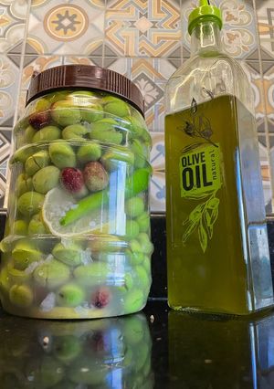 A picture of 🫒💚 Homemade Lebanese pickled green olives - Zeytoun Akhdar.