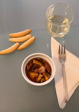 Una foto de Morro con boletus (shiitake), pincho