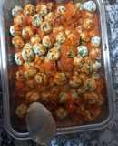 Malfatti con Salsa de Tomate Casera y Hamburguesa