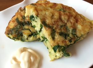 Foto resep Frittata Macaroni Bayam