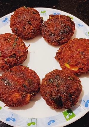 A picture of Beetroot Soya cheese cutlets.