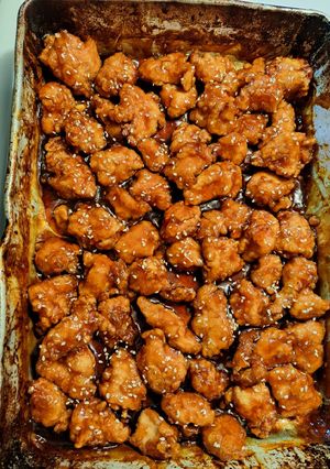 A picture of Baked Honey Sesame Chicken.