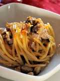 Tonnarelli al ragù di tonno e melanzane al profumo di agrumi