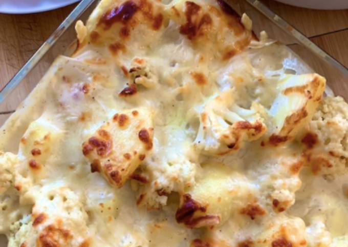 Recette Savoureux Gratin de chou-fleur / pomme de terre