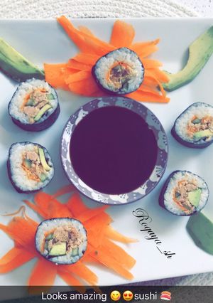 صورة لوصفة طريقة عمل السوشي 🍣 🥑🥒🥕🍚🍣😋😍