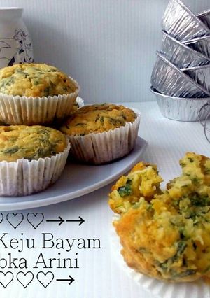 Foto resep Muffin Keju Bayam (gurih, less sugar, enaaak)