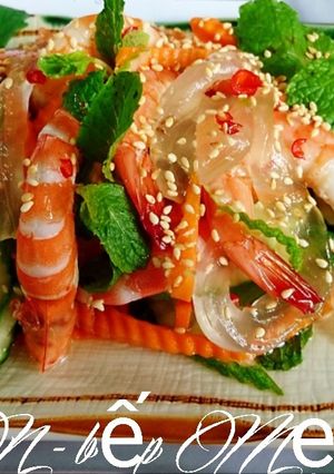 Hình của món Gỏi Nha Đam trộn tôm.