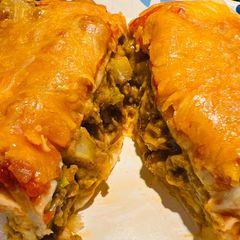 A picture of Baked Beef and Potato Burritos.