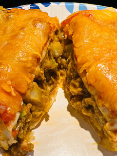 A picture of Baked Beef and Potato Burritos.