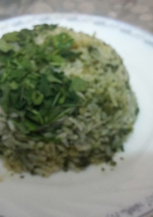 A picture of Brocolli and almond rissotto.