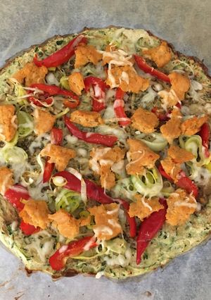 Una foto de Pizza con base de calabacín