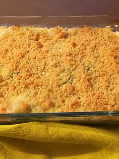 Une photo de Crumble de courgettes et truite fumée façon @lolotambouille