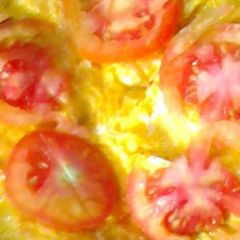 A picture of Scrambled Kienyeji eggs.