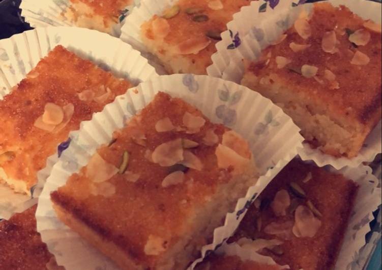 Recipe of Favorite Coconut Basbousa (semolina cake)