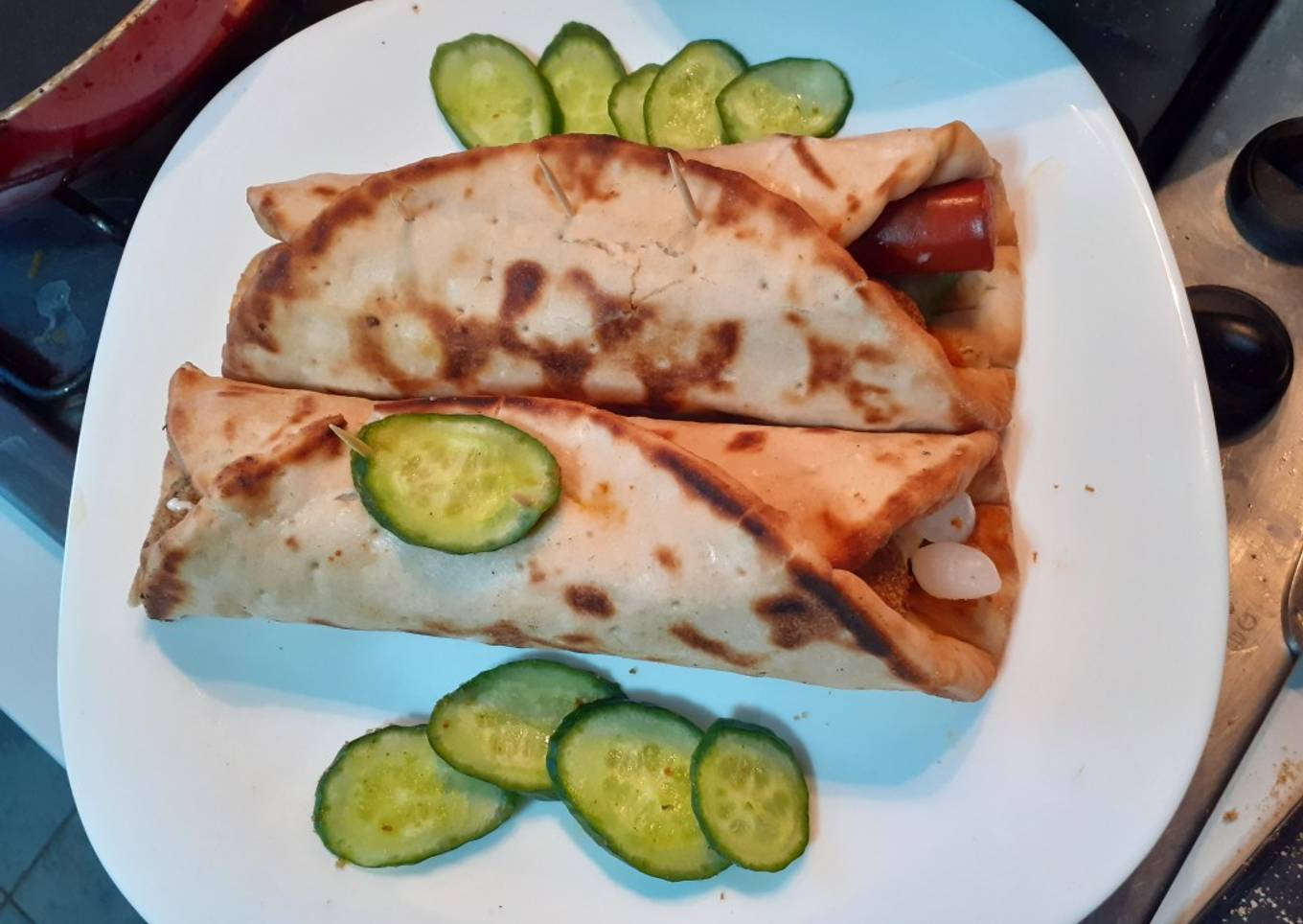 Chicken Ball n sausage Pita roll