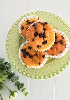 Foto de Queques de laranja inteira com pepitas de chocolate