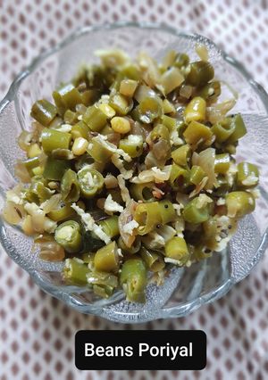 A picture of Beans Poriyal stir fry.